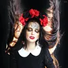 Bandana's Bloemenhoofdbanden Dames Halloween Kunstbloem Zwart Mesh Haarband Miss Mexicaanse Bloemen