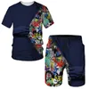 Men s tracksuits modieuze zomer t -shirt shorts set 3D geprinte 2 -delige joggingpak Harajuku streetwear o neck heren 230411
