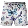 Men's Shorts Sport Fitness Workout Sweatpants Mid Rise Butterfly Print Men Cartoon Pictures Casual For