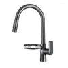 Rubinetti della cucina Rubinetto Kichen con portasapone Miscelatore lavello estraibile Rubinetto girevole antispruzzo Lavabo Piscina Torneiras in ottone