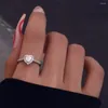 Cluster Ringe Exquisite Braut Herz Hochzeit Versprechen für Frauen Einstellbare Schmuck Kristall Verlobungsring Anillos Valentinstag Geschenk