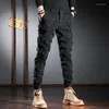 Jeans pour hommes Streetwear Mode Hommes Pantalons Épissé Designer Élastique Slim Fit Casual Pantalon Cargo Hombre Hip Hop Joggers Salopette