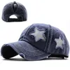 Ball Caps 100% Washed Denim Hole star Baseball cap Hats Autumn Summer fishing Hat for Men Women Caps Casquette hats Gorras 230411