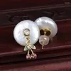 Stud Earrings Colorful White Wine Cz Tiny Double Cherry Branch Hang Out Charms Natural Coin Freshwater Pearl Bead Charm Unisex Earring