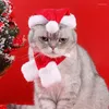 Coleiras de cachorro Chapéu de Papai Noel de Natal com lenço Gato Noel e fantasia ajustável fofa para animais de estimação