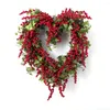 Kwiaty dekoracyjne czerwone owoce w kształcie serca wieniec na garmy do uchwytu do drzwi werandy