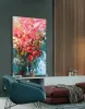 Peinture à l'huile sur toile de fleurs abstraites modernes, pour salle à manger, cuisine, salle de bains, tableau d'art mural nature morte, peint à la main