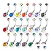 Navelklockknapp ringer D0093 Stberry Belly Ring Red Color Drop Delivery Jewely Body Dhgarden Otakq