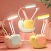 Lampes de bureau Dessin animé mignon Animal de compagnie ours cochon chat chien USB Recharge batterie LED Table veilleuse enfant Protection des yeux blanc chaud lampe de bureau P230412