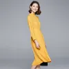Vestidos informales Vestido ajustado de color amarillo limón con cuello de oreja de manga media y larga a la moda de calidad para mujer 230412