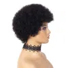 髪のかつら自然な短い巻き毛の人間のアフロ・キンキー黒人女性ターバンヘッドバンドウィッグブラウンカラー安い230412