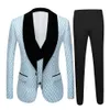 Costumes pour hommes Blazers 3 pièces Costume de mariage Trois points imprimés Slim Fit Notch Revers Tuxedos Tailcoat Hommes Double Breasted Vest 231110