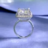 Kluster ringar strålande klipp 8ct Moissanite Diamond Ring Real 925 Sterling Silver Party Wedding Band för kvinnor Men engagemangsmycken