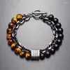 Strand Natural Labradorite Bracelet Set Clear Energy Real Hematite Men Polished Stone Bead Women