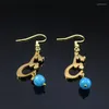 Boucles d'oreilles pendantes avec poèmes d'amour persans, pierre naturelle, en acier inoxydable, bijoux goutte pour femmes, Boucle Oreille E3503