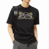 Camiseta masculina de Kenz Men Plus Homem Homem Homem Menz Manga Curta Trabalho Pesado Bordado Tigre Carta de Cabeça Impressão T-shirt Trendy Manga Casual Casual Casual Casal Top Top