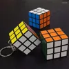 Keychains 60Pcs Mini Puzzle Cube Keychain Pendant Three-step Children Intelligence Toys Business Promotion Advertising Gifts