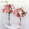 Custom 35cm silk peonies artificial flower ball centerpieces arrangement decor for wedding backdrop table flower ball 13 colors Y22279