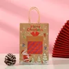 Present Wrap 5st Christmas Bag Kraft Paper Packing Elk Santa Claus Merry Decoration Noel 2023