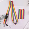 Wholesale 100 Set Rainbow Flag Phone Lanyard Badge Holder for Women Men Teens Breakaway Pride Gay Key Lanyard For