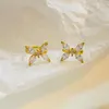 Backs Earrings Korean Gold Plated Crystal Butterfly Ear Cuff For Women Fashion Without Piercing Fairy Clip Summer Jewelry Gifts