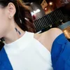 Dangle Earrings Aretes De Mujer Modernos 2023 Blue Shiny Tassel Pendant Jewelry Statement Korean For Women.