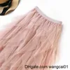 Jupes 2019 été femmes Boho Jupe longue taille haute volants femmes jupes de plage rose Jupe Fme Tul Jupe Saia Midi Faldas 412 3