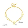 Bracelets de cheville 2023 en acier inoxydable multicouche papillon pendentif chaîne lien cheville pour femmes fille tendance bijoux sans décoloration cadeau d'anniversaire