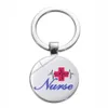 10 PCS/Lot Fashion Key Rings Custom Glass Medical Design Hospital Keychain voor verpleegkundige arts -accessoires