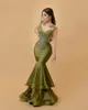 Nov Aso 2023 Ebi Arabic Green Mermaid The Bride Dresses Lace Beaded Evening Prom Formal Party Birthday Celebrity Mother Of Groom Gowns Dress Zjt003