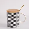 Mugs Creative Stripes Frukost av Lovers Coffee Mug Office Ceramics Home Drinking Cup Business and Travel Coffe Cups Drinkware