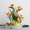 Couronnes de fleurs décoratives 2021 90 cm Silicone Oiseau du Paradis Artificiel Fête de Famille Fleur Décoration de la Maison Salon El De290r