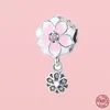 Ciondoli S925 Ciondoli rosa Fiore di magnolia Cuore Infinito Amore Mamma Perline fai-da-te Fit Gioielli collana braccialetto Pandora originale