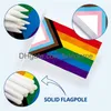 Venta al por mayor Banderas de la bandera Anley Progress Rainbow Pride Mini Flag Hand Held Small Miniatura Transgénero en el palo Resistente a la decoloración Colores vivos 5x8