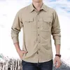 Polos pour hommes Chemise de combat tactique pour hommes Chemise de chasse de camping en plein air d'été de l'armée Combinaison d'escalade pour hommes de couleur unie à manches longues 230412