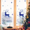 Adesivos de parede 1 conjunto removível de natal pvc adesivo estático janela alce embelezar decalques de flocos de neve ano de festa decoração de vidro em casa