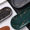 Plates Marble Golden Pattern Ceramic Tray High Appearance Oval Sundries Storage Plate Bathroom