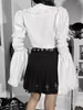 Damenblusen 2023 In Gothic-Kleidung Aufflackernärmel Weißes Hemd Damen Streetwear Fashion E Girl Ästhetische Bluse Elegant Lässig O-Ausschnitt