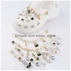 Shoe Parts Accessories Luxury Rhinestones Charms Designer Diy Pearl Chain Shoes Decaration For Croc Jibbi Clogs Kids Boys Women Gi Dh45K