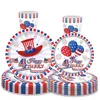 Nyhetsartiklar American Independence Day Hat Balloon National Flag Disponertable Tableware Set Happy 4: e juli USA National Day Party Decor Z0411