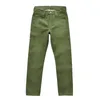 Mäns jeans Saucezhan Men's Jeans Vulkaniserade Olive Green 107 Selvedge Denim Jeans Herrstvätt Slim Fit 14 oz dragkedja Fly 230412