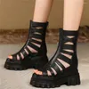 Sandals Summer Pumps Shoes Women Genuine Leather Super High Heels Gladiator Female Open Toe Wedges Fashion Sneakers Casual