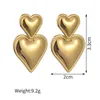 Moda kalp şekli saplama küpe takı paslanmaz çelik 18k gerçek altın kaplama çift mücevher
