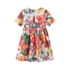 Girl Dresses Girl Dress Summer Multifloral Kids Clow Flowers rosa stampati per abbigliamento per bambini di moda 2-10 anni