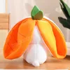 18CM Creative Carrot Strawberry Bag Transform To Rabbit Plush Toys Lovely Long Ears Bunny Stuffed Soft Doll Kawaii Kids Gifts