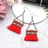 Kolczyki Dangle Bohemian Tassel for Women Ethnic Pendientes Boho Party Jewelry Cotton Rope Fringe Długie wiszące kolce Brincos