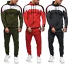 Chándales para hombres Chándal de moda para hombres Primavera Otoño Sudadera con capucha Tops con cremallera y pantalones con cordón Dos piezas Traje de sudor Hombre Casual Jogging