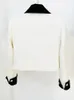 1109 XL 2023 Milan Runway Coat Autumn Märke samma stil kappa lapel hals svart vit hög kvalitet svart långärmad kvinnor kläder olaidi