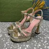 Waterdichte plateausandalen dikke hoge hakken Enkelband open teen hakken hoefijzer hakken luxe designer schoenen dames fabrieksschoeisel 35-42 Met doos