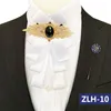 Papillon da uomo grande Papillon blu in stoffa stile britannico Cravatta in cristallo per top e camicette da donna Colletto della camicia Accessori A137